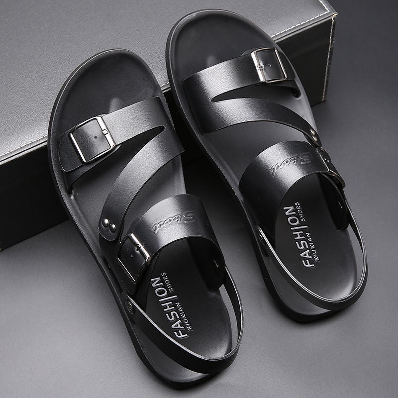 Tyler Sandales Homme – Sandales en Cuir Fendu avec Boucle Ajustable au Style Décontracté