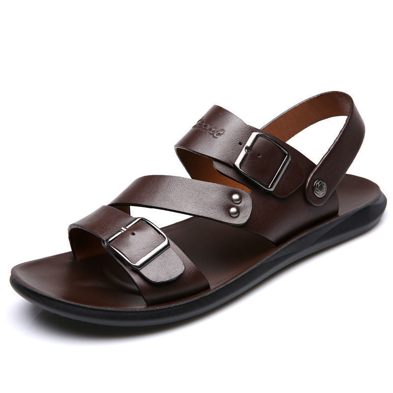 Tyler Sandales Homme – Sandales en Cuir Fendu avec Boucle Ajustable au Style Décontracté