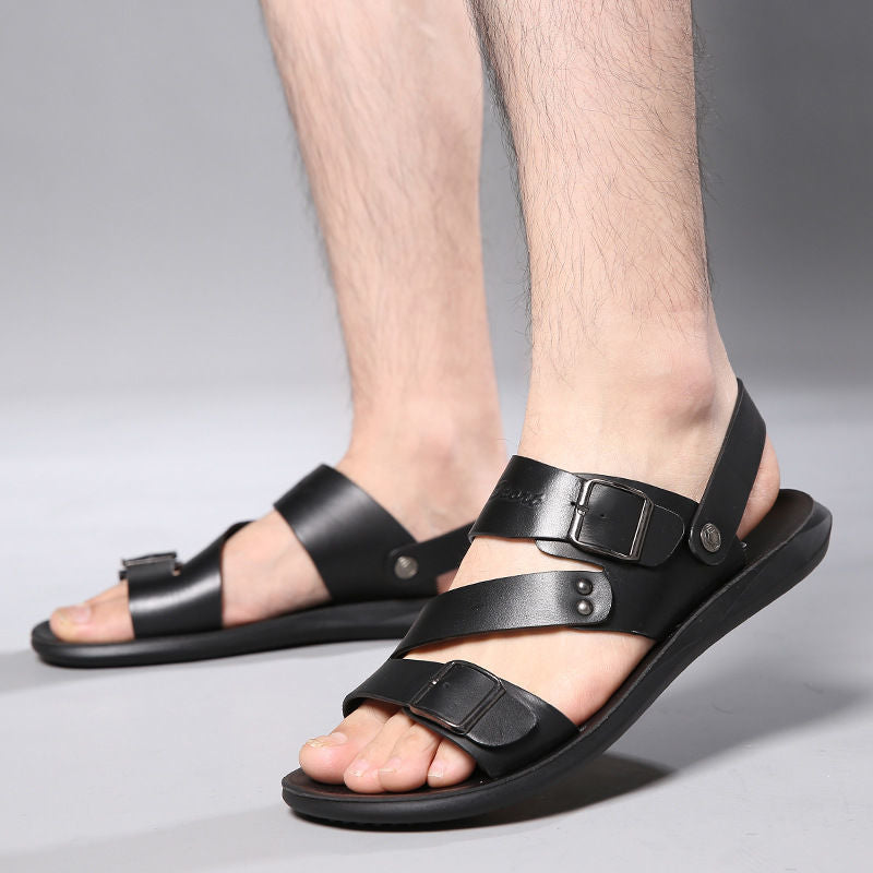 Tyler Sandales Homme – Sandales en Cuir Fendu avec Boucle Ajustable au Style Décontracté