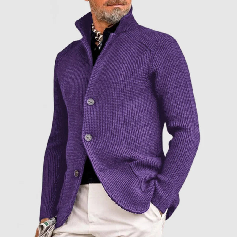 Jacob Veste Homme Élégante – Maille Texturée avec Col Montant & Coupe Moderne