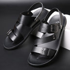Tyler Sandales Homme – Sandales en Cuir Fendu avec Boucle Ajustable au Style Décontracté