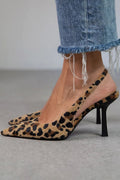 Heather Escarpins Femme à Bout Pointu – Talon Aiguille Fin avec Imprimé Animal & Bride Arrière Réglable
