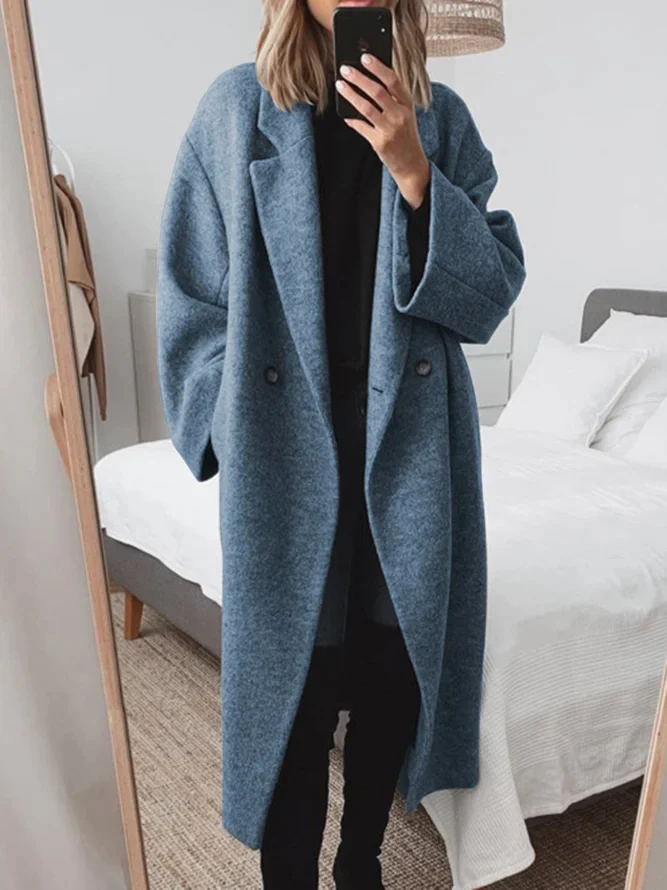 Emily Women's Coat – Long in Blended Wool with an Elegant and Modern Oversized Cut