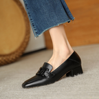 Selora Mocassins Femme Mary Jane – Chaussures en Cuir Véritable avec Talon Épais et Confort Optimal