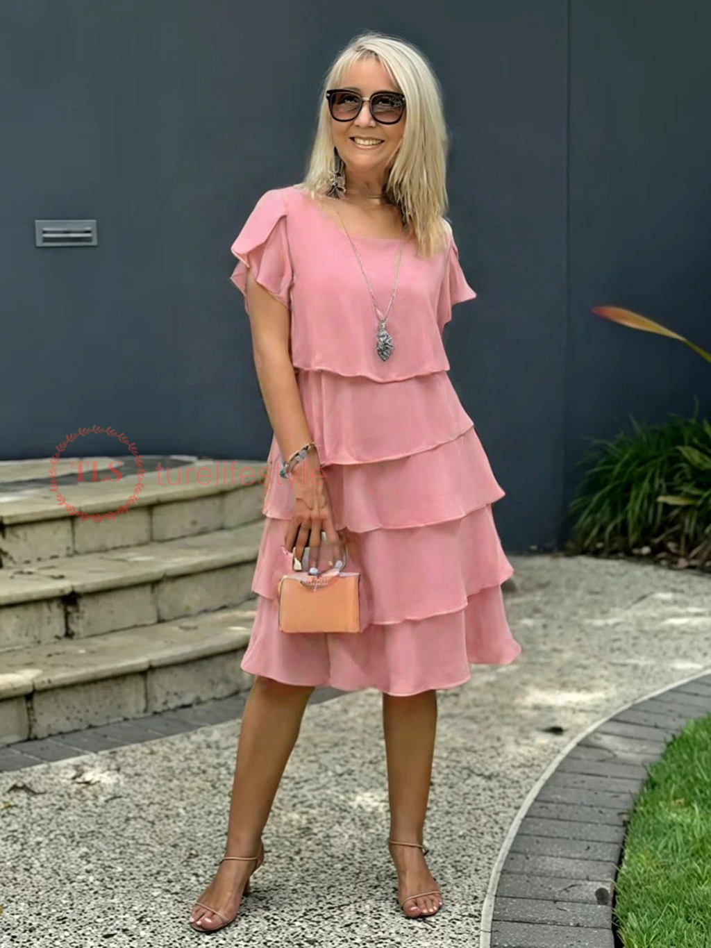 Whitney Robe Midi Femme – Robe en Chiffon Fluide avec Ourlet Asymétrique & Élégance Aérienne