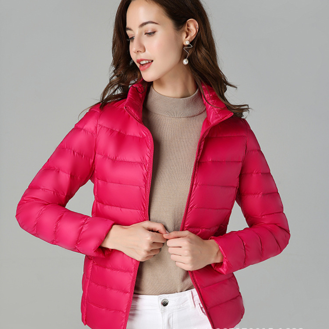 Rachel Veste Femme – Doudoune Ultra-Légère Imperméable avec Col Montant et Pochette de Rangement