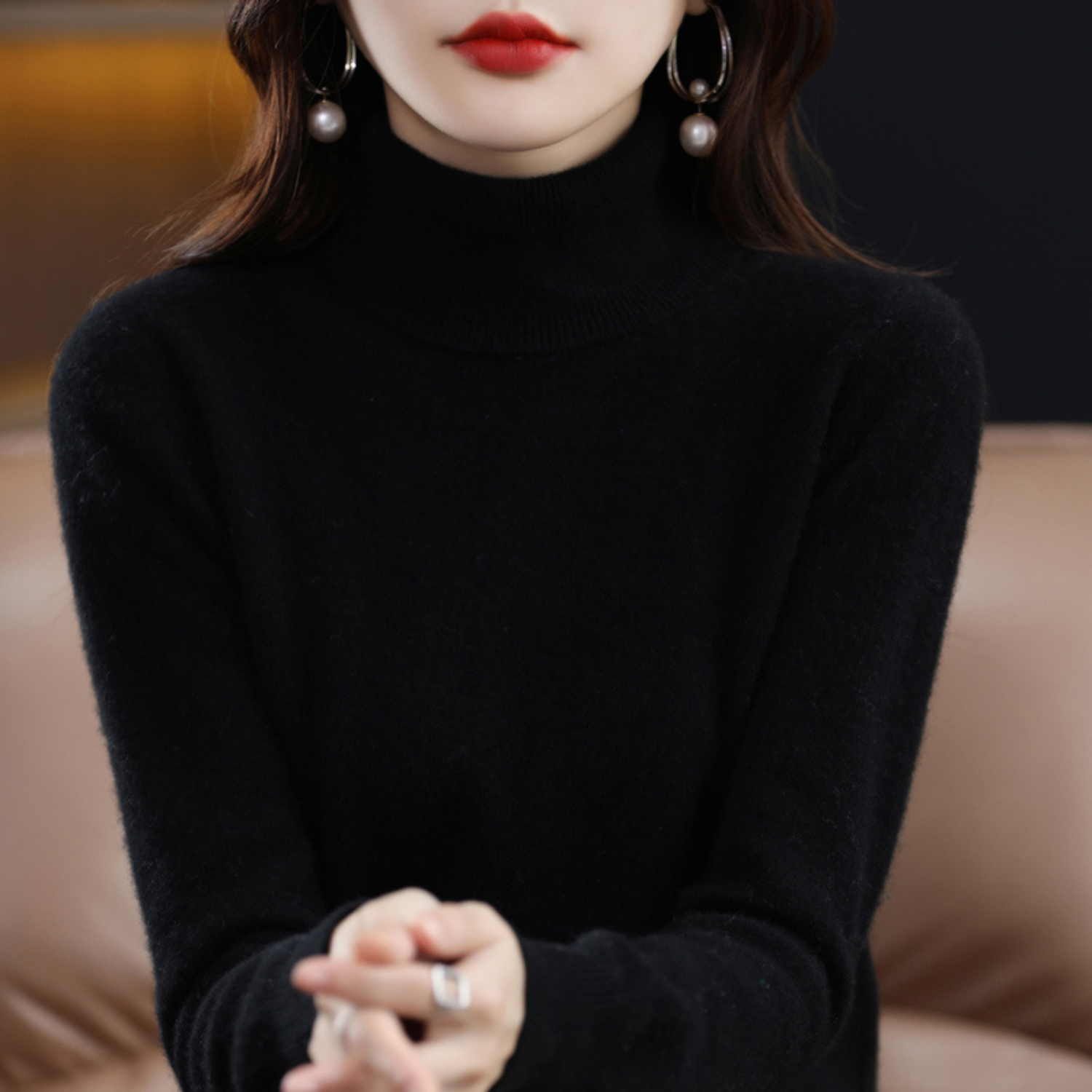 Olivia Women's Cashmere Turtleneck Sweater – Soft and Elegant 100% Premium Cashmere Sweater