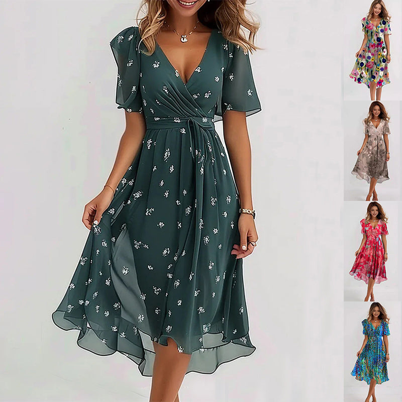 Melissa Robe Midi Femme – Coupe Flatteuse avec Imprimé Floral Vibrant & Confort Respirant