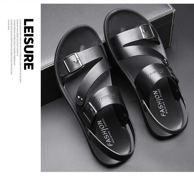 Tyler Sandales Homme – Sandales en Cuir Fendu avec Boucle Ajustable au Style Décontracté