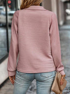 Ysandre Maglione Donna in Maglia Coste – Maglione Leggero con Collo Elegante con Zip e Taglio Confortevole