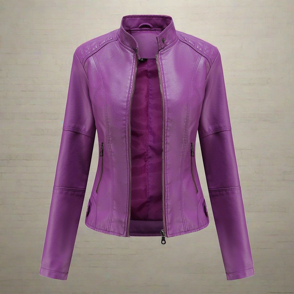 Vivica Veste Femme en Cuir – Veste Élégante avec Fermeture Zippée et Coupe Classique