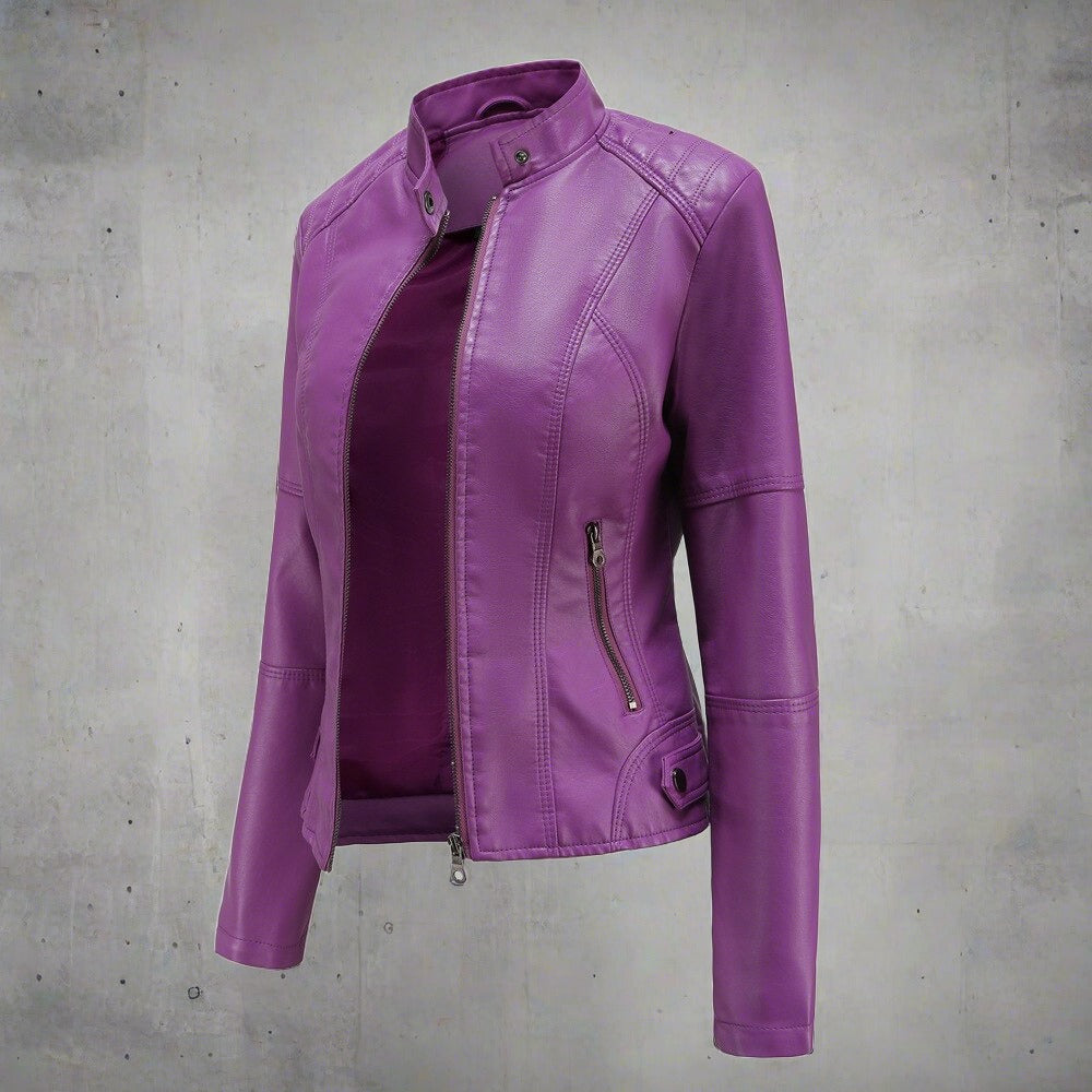 Vivica Veste Femme en Cuir – Veste Élégante avec Fermeture Zippée et Coupe Classique