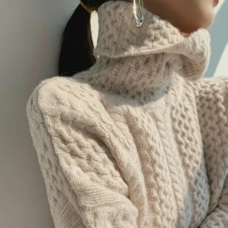 Amber Pull Femme en Cachemire – Pull Col Roulé 100 % Cachemire Premium Doux et Élégant