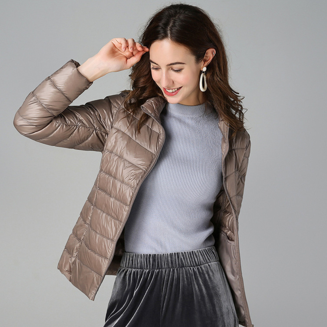 Rachel Veste Femme – Doudoune Ultra-Légère Imperméable avec Col Montant et Pochette de Rangement
