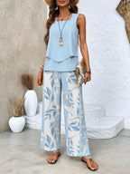 Conjunto Sophia para mujer – Elegante conjunto de estampado floral con top y pantalón cómodo