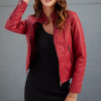 Vivica Giacca Donna in Pelle – Giacca Elegante con Chiusura a Zip e Taglio Classico