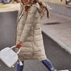 Coralie Doudoune Longue Femme – Manteau Matelassé Chaud avec Capuche & Coupe Élégante