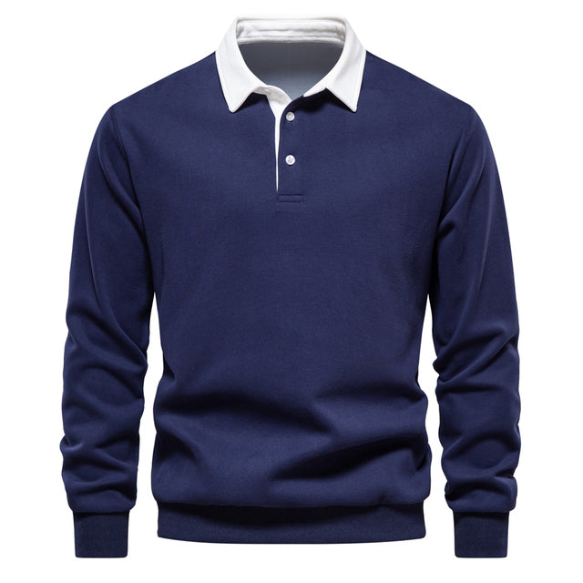 Ethan Pull Men's Polo – Breathable Long Sleeve Sweatshirt with Classic Polo Collar
