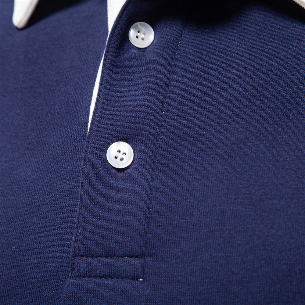 Ethan Pull Men's Polo – Breathable Long Sleeve Sweatshirt with Classic Polo Collar