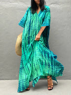 Vanessa Abito Caftano Lungo Donna – Abito Maxi Estivo Fluido in Stile Boho Chic