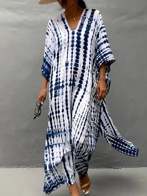 Vanessa Robe Caftan Longue Femme – Robe Maxi Fluide d'Été au Style Bohème Chic