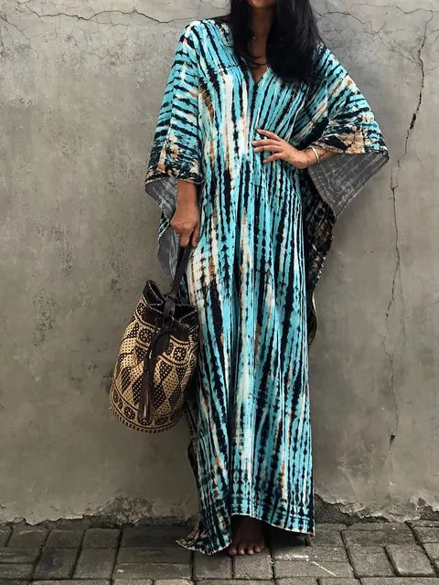 Vanessa Robe Caftan Longue Femme – Robe Maxi Fluide d'Été au Style Bohème Chic