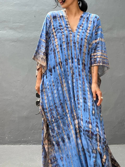 Vanessa Robe Caftan Longue Femme – Robe Maxi Fluide d'Été au Style Bohème Chic