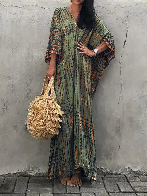 Vanessa Robe Caftan Longue Femme – Robe Maxi Fluide d'Été au Style Bohème Chic
