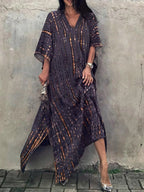 Vanessa Abito Caftano Lungo Donna – Abito Maxi Estivo Fluido in Stile Boho Chic