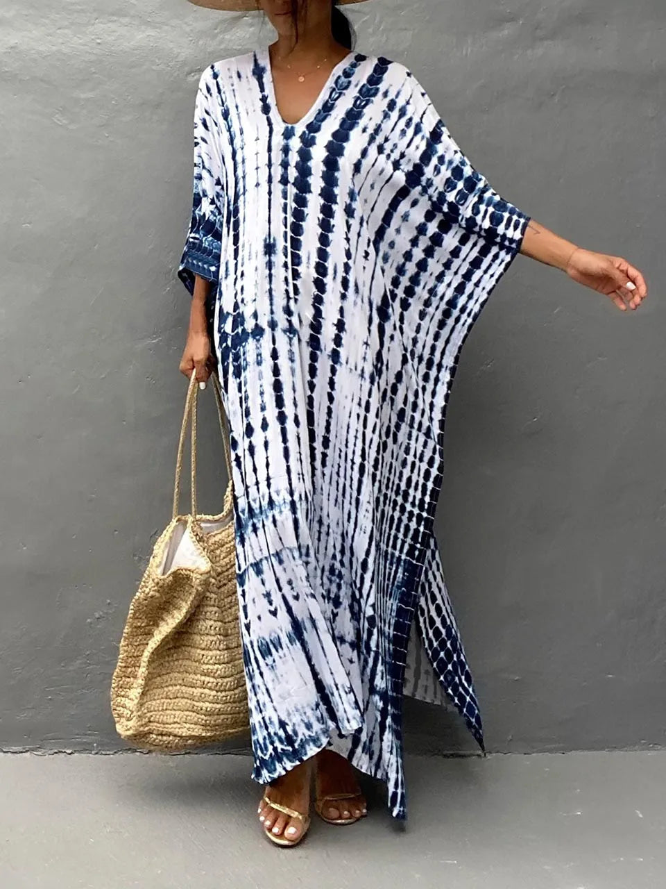 Vanessa Robe Caftan Longue Femme – Robe Maxi Fluide d'Été au Style Bohème Chic