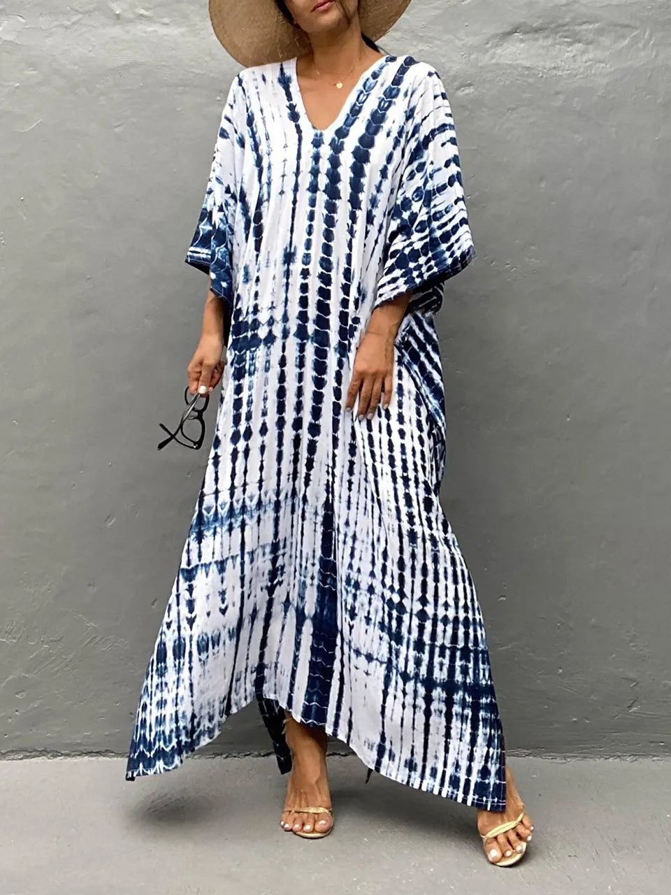 Vanessa Long Kaftan Dress for Women - Bohemian Chic Flowy Summer Maxi Dress