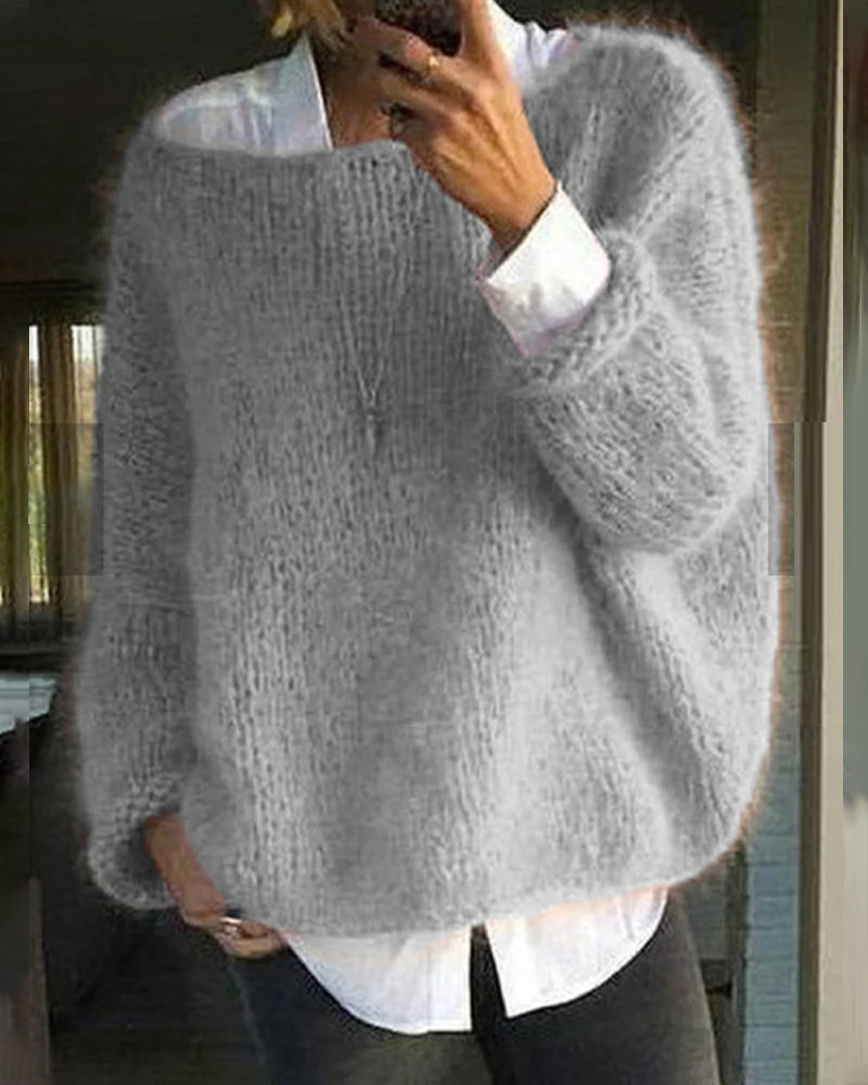 Elora Women's Knitted Jumper – Soft Long-Sleeved Knitted Sweater with a Comfortable Fit and Timeless Style