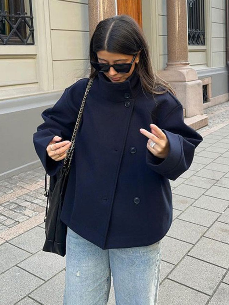 Isolde Manteau Court Femme – Veste Élégante à Double Boutonnage avec Coupe Structurée et Chaleur Confortable