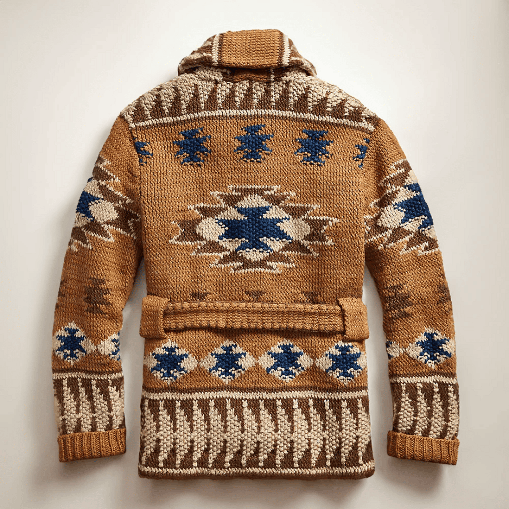 Men's Spencer Cardigan – Soft Knitted Jacquard Vest with American West-Inspired Style