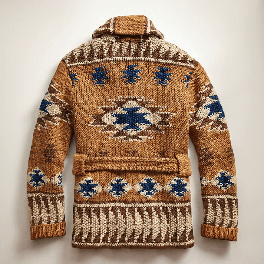 Spencer Cardigan Homme – Gilet Jacquard en Maille Douce au Style Inspiré de l'Ouest Américain
