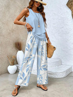 Conjunto Sophia para mujer – Elegante conjunto de estampado floral con top y pantalón cómodo