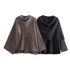 Colette Women's Wool Poncho – Elegant Asymmetrical Poncho with Cozy Warmth