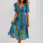 Melissa Robe Midi Femme – Coupe Flatteuse avec Imprimé Floral Vibrant & Confort Respirant