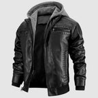 Caspian Giacca Uomo in Pelle – Giubbotto Moto Vintage con Cappuccio e Chiusura con Zip