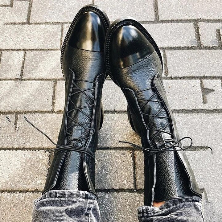 Hailey Women's Leather Boots – Elegant Lace-Up Ankle Boots with Side Zip and Comfortable Heel