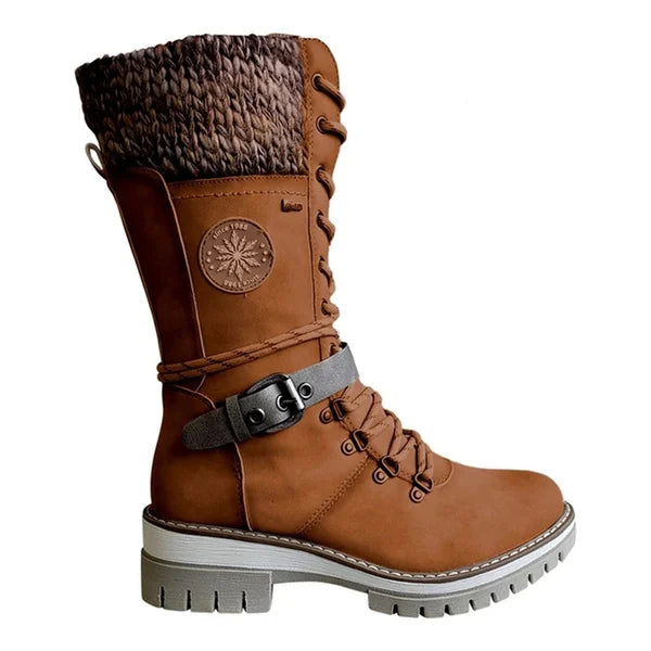 Emma Bottes Hautes Femme – Bottes d'Hiver à Lacets avec Doublure Chaude et Fermeture Zippée