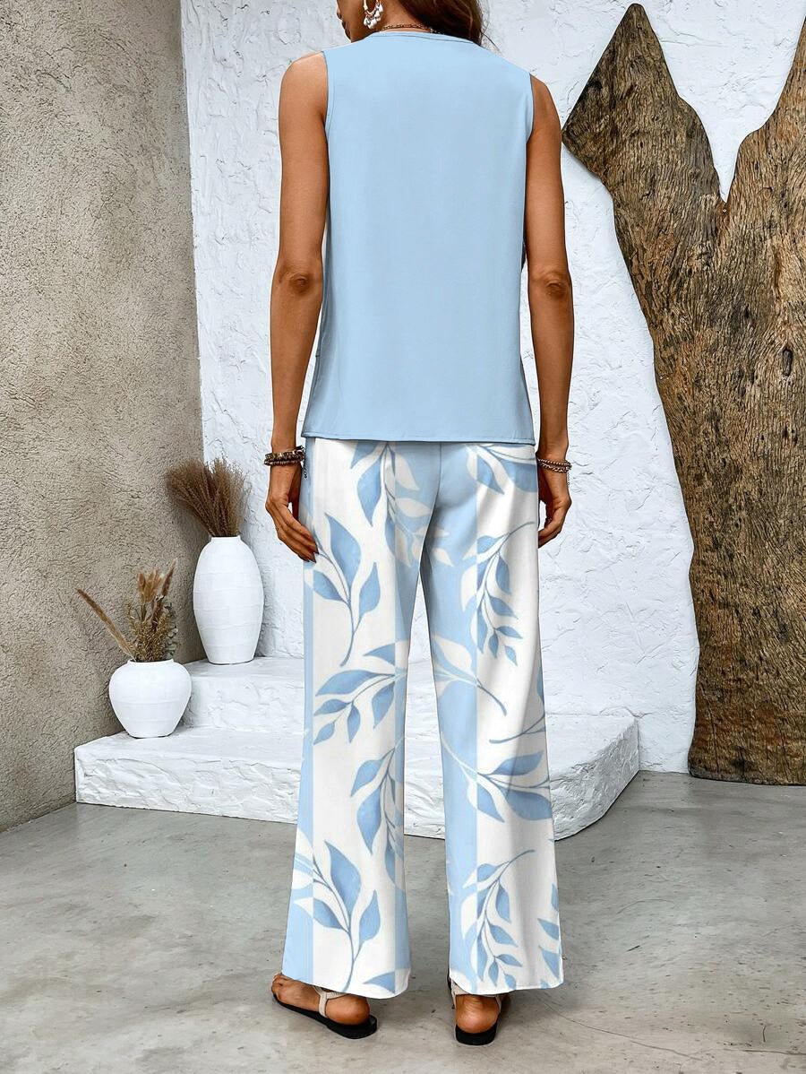 Sophia Ensemble Femme – Ensemble Élégant à Imprimé Floral avec Haut et Pantalon Confortable