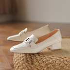 Selora Mocassins Femme Mary Jane – Chaussures en Cuir Véritable avec Talon Épais et Confort Optimal