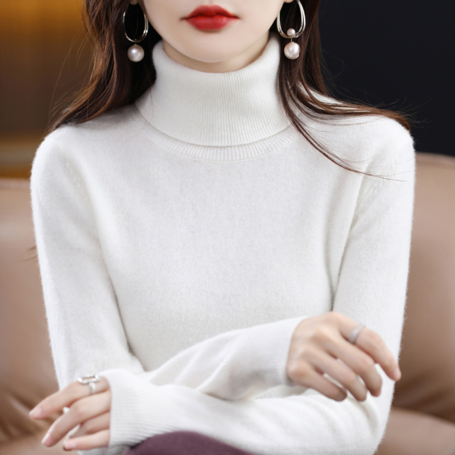 Olivia Women's Cashmere Turtleneck Sweater – Soft and Elegant 100% Premium Cashmere Sweater