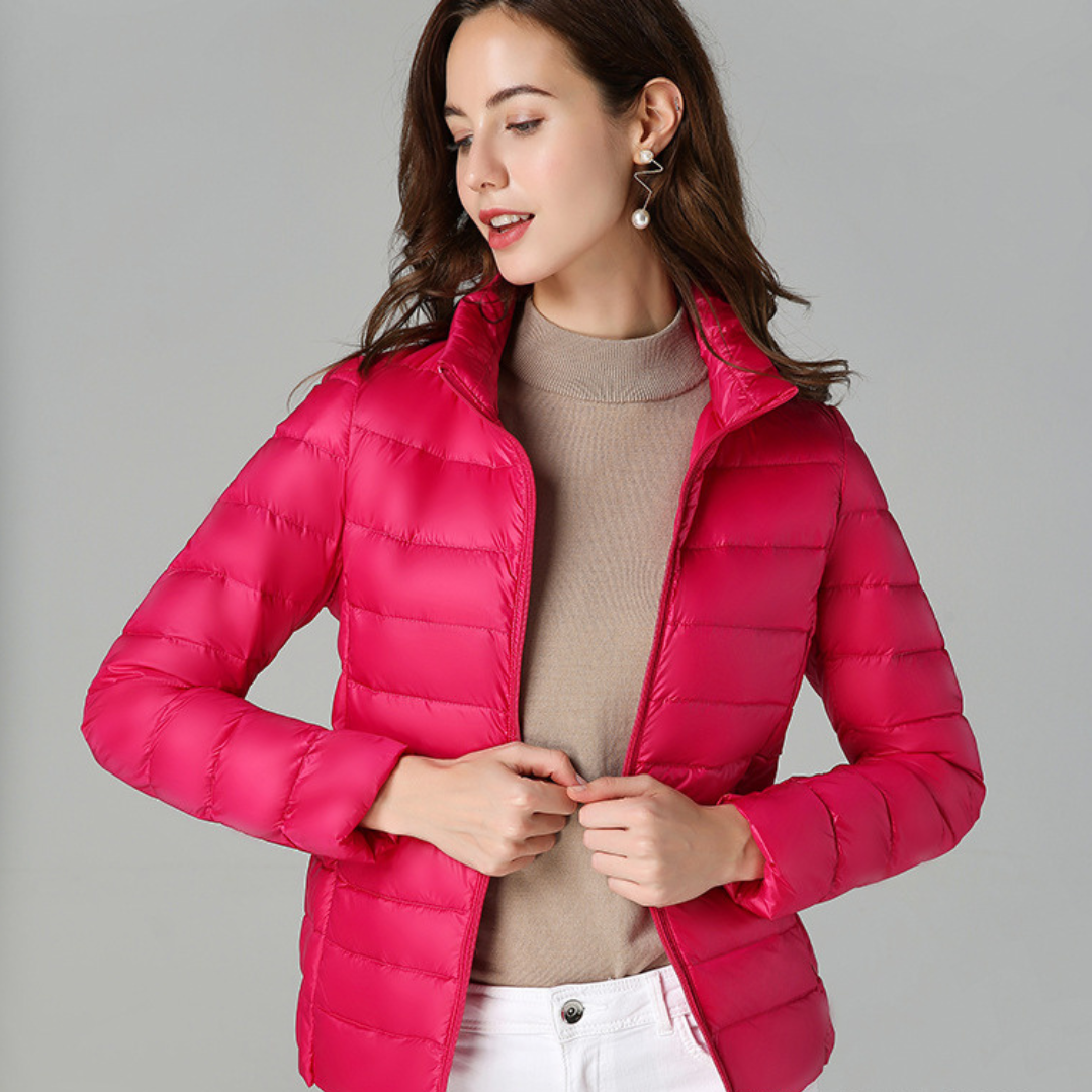 Rachel Veste Femme – Doudoune Ultra-Légère Imperméable avec Col Montant et Pochette de Rangement