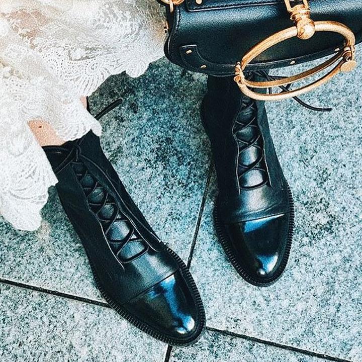 Hailey Women's Leather Boots – Elegant Lace-Up Ankle Boots with Side Zip and Comfortable Heel