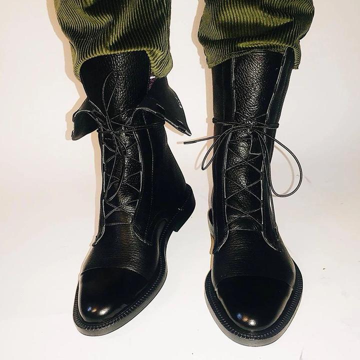 Hailey Women's Leather Boots – Elegant Lace-Up Ankle Boots with Side Zip and Comfortable Heel