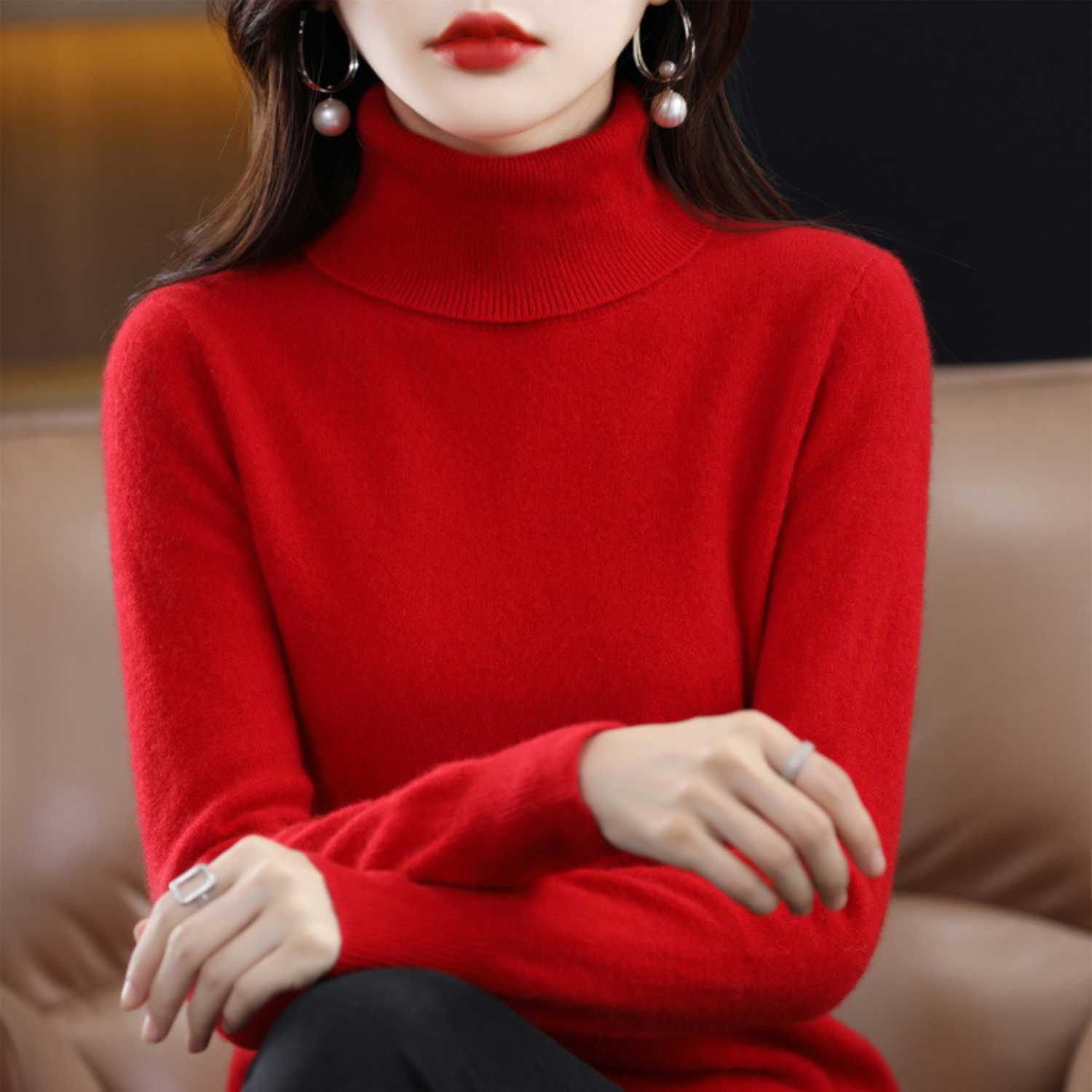 Olivia Women's Cashmere Turtleneck Sweater – Soft and Elegant 100% Premium Cashmere Sweater