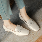 Selora Mocassins Femme Mary Jane – Chaussures en Cuir Véritable avec Talon Épais et Confort Optimal