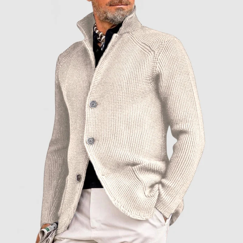 Jacob Veste Homme Élégante – Maille Texturée avec Col Montant & Coupe Moderne
